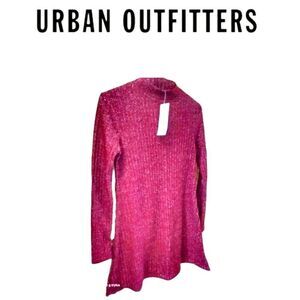 Urban Outfitters New Long Sleeve  Burgundy Shimmer Mini  Sweater Dress Size S